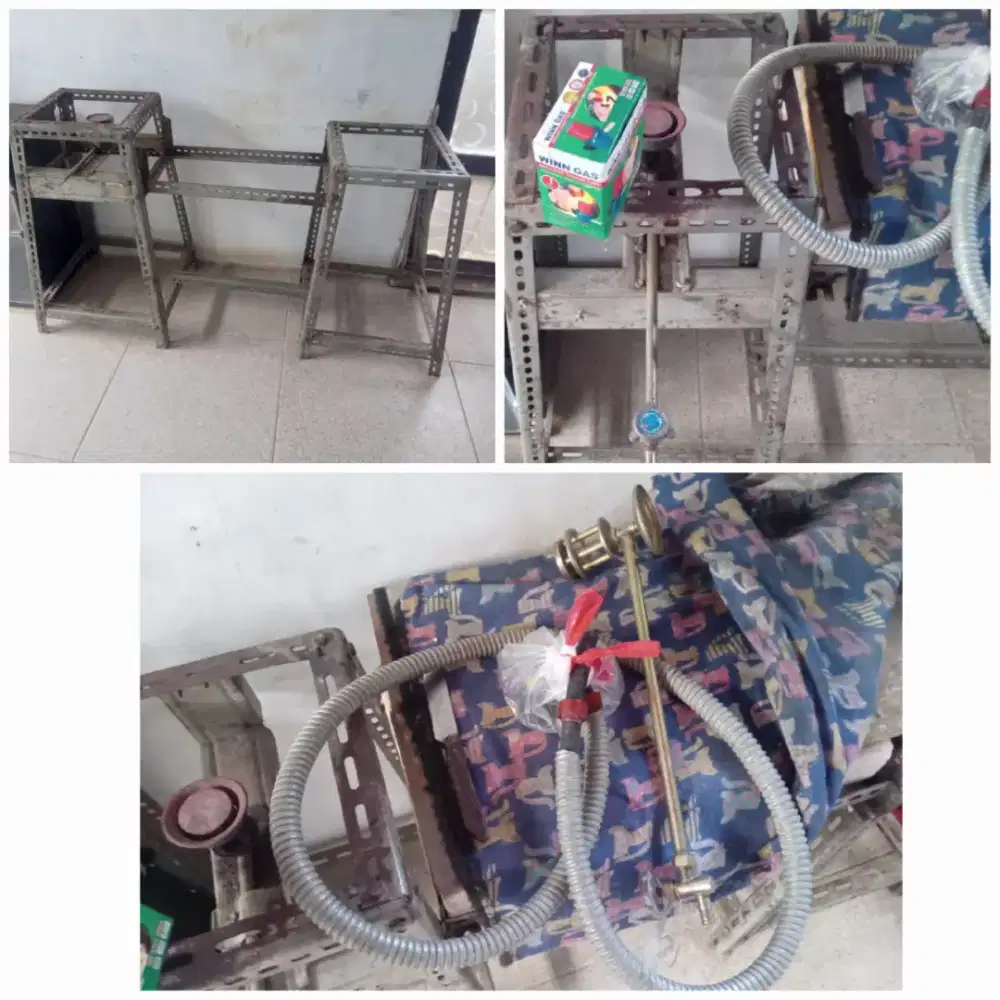 Kompor mawar 2 tungku besi kuat, api besar