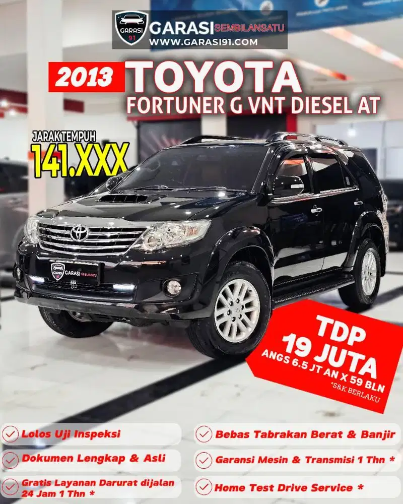 ‼️TDP 19 JT‼️TOYOTA FORTUNER G VNT DIESEL AT 2013