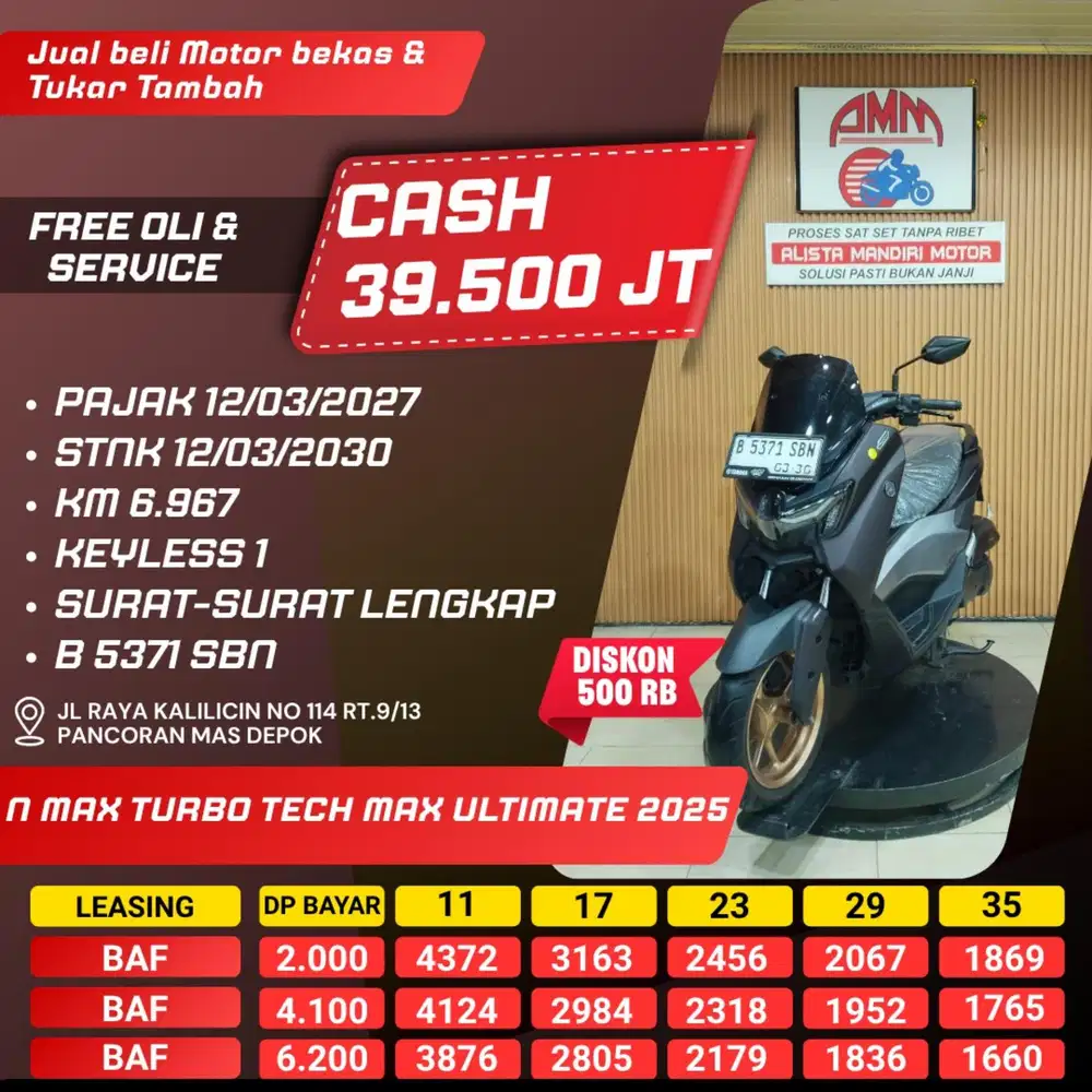 NMAX TURBO TECH MAX ULTIMATE 2025 PAJAK HIDUP CASH / KREDIT ALISTA