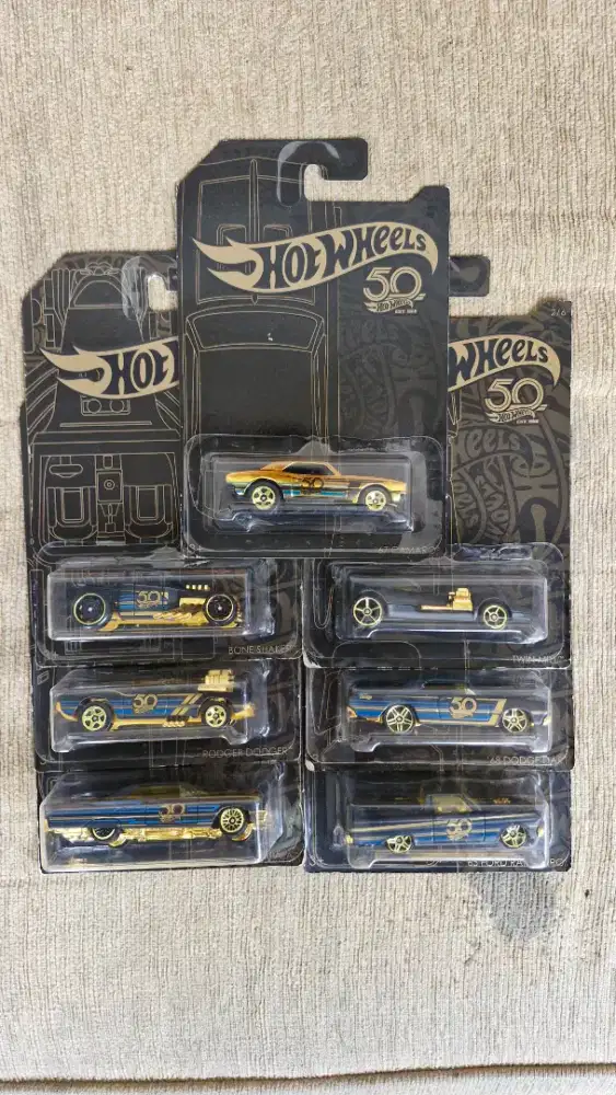 Hotwheels 2018 50th Anniversary Black & Gold Edition paket 7 mobil