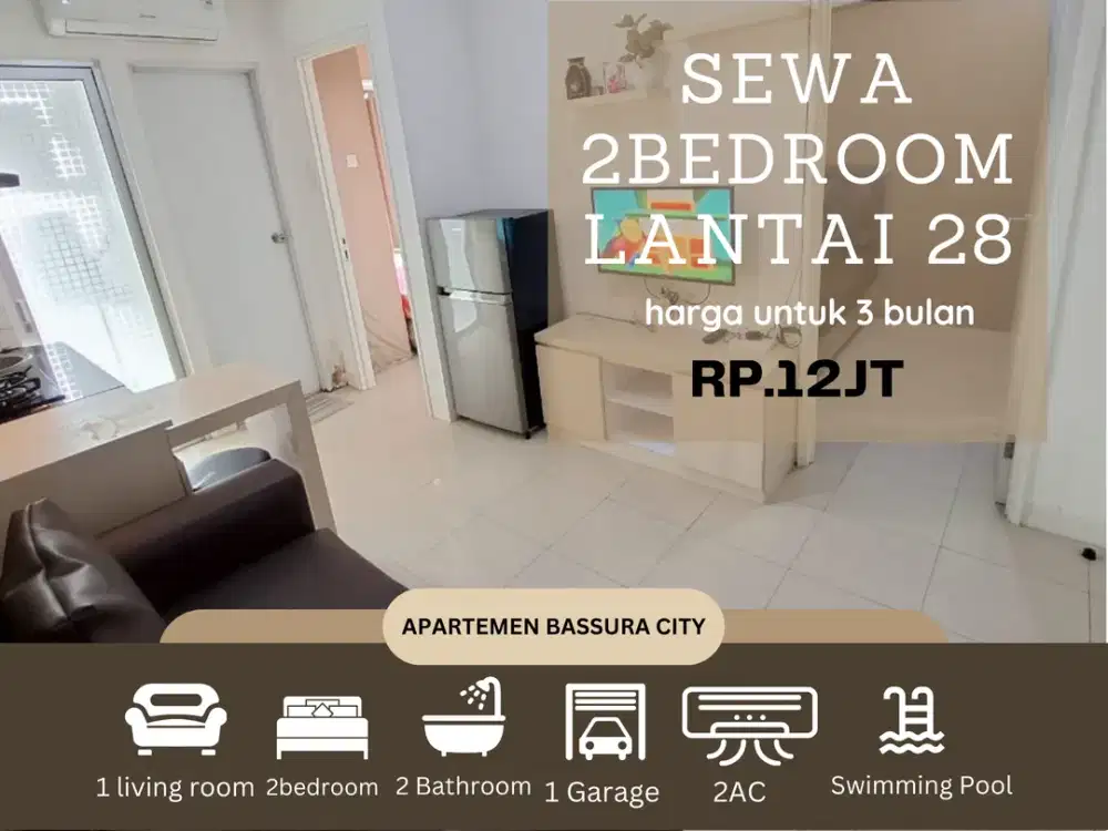 sewa 2kamar full furnis murah ada waterheater apartemen bassura city