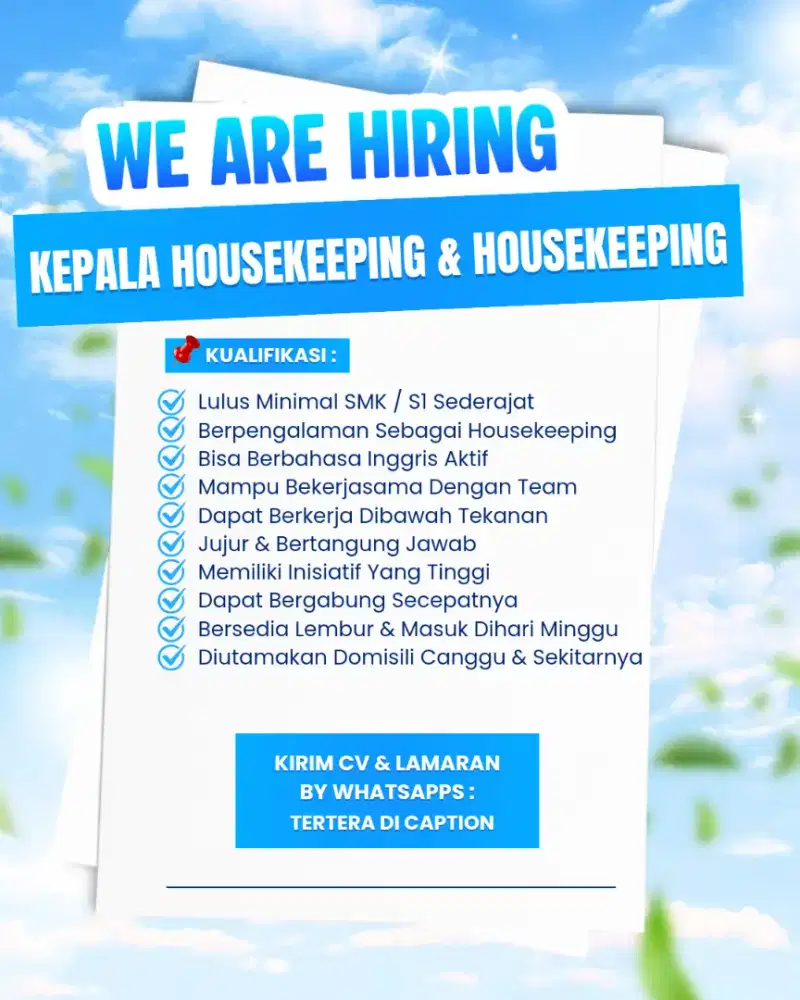 LOWONGAN KERJA HOUSEKEEPING