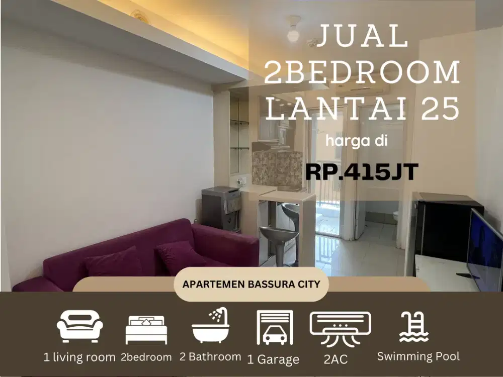 jual BU 2kamar full furnish SHM samping mall apartemen bassura city