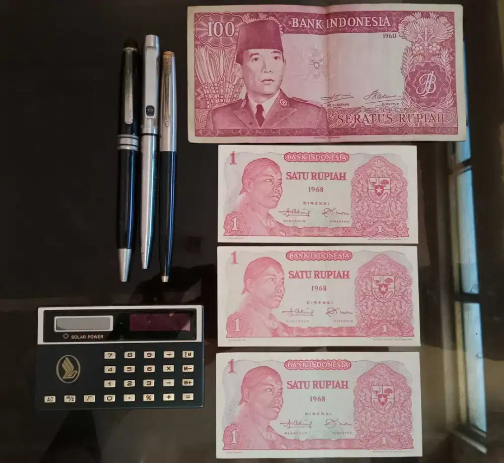 Koleksi uang kuno dan bolpoin Parker + roller pen Senator Germany