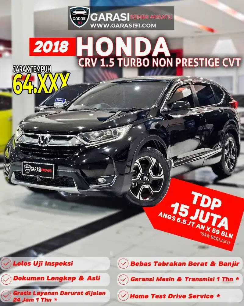 ‼️TDP 15 JT‼️HONDA CRV TURBO NON PRESTIGE CVT 2018