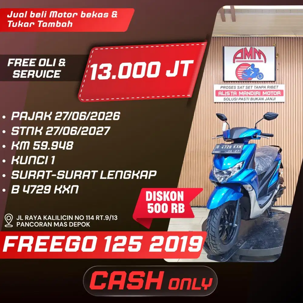 FREEGO 125 2019 PAJAK HIDUP CASH ONLY ALISTA