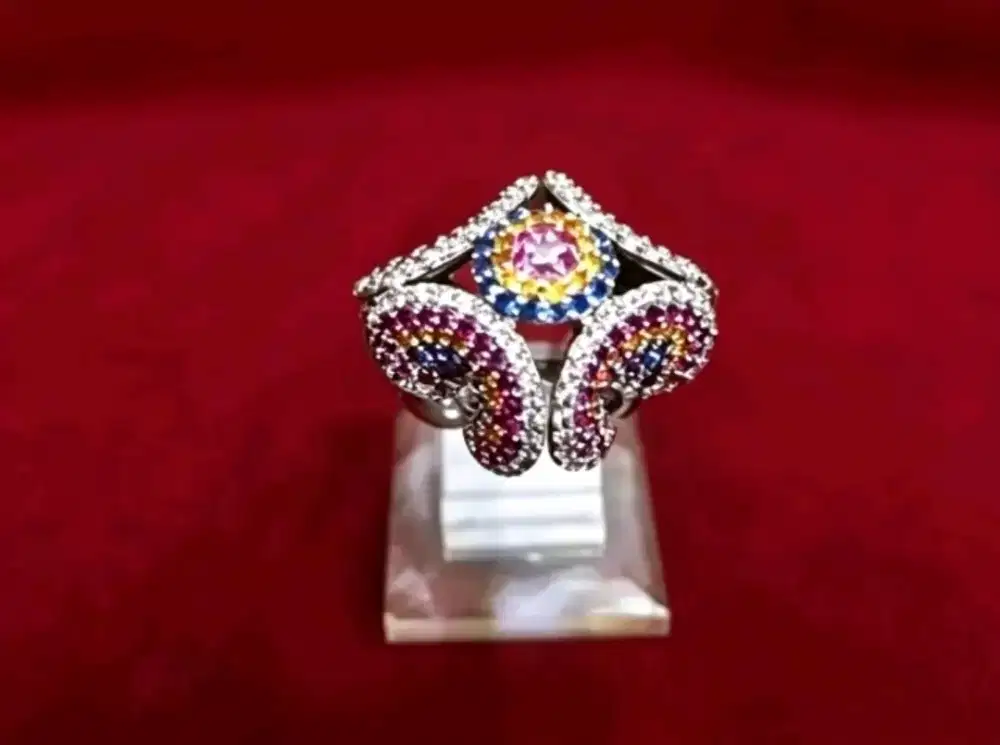 Batu cincin perak 925 kombinasi batu permata