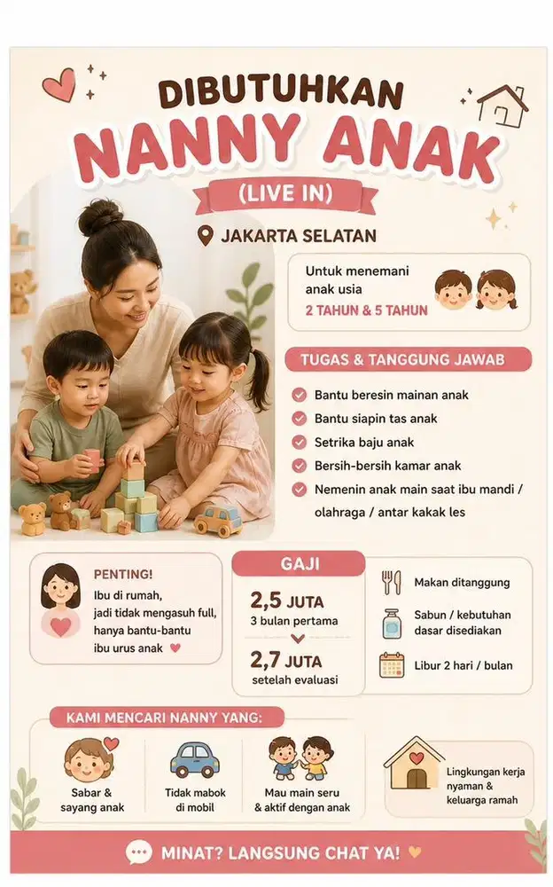 Dibutuhkan nanny anak