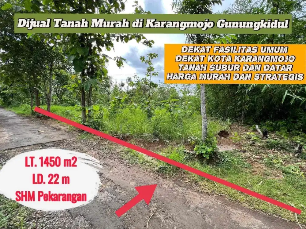 Tanah Dijual Timur Pasar Karangmojo Gunungkidul SHM Pekarangan Subur Murah