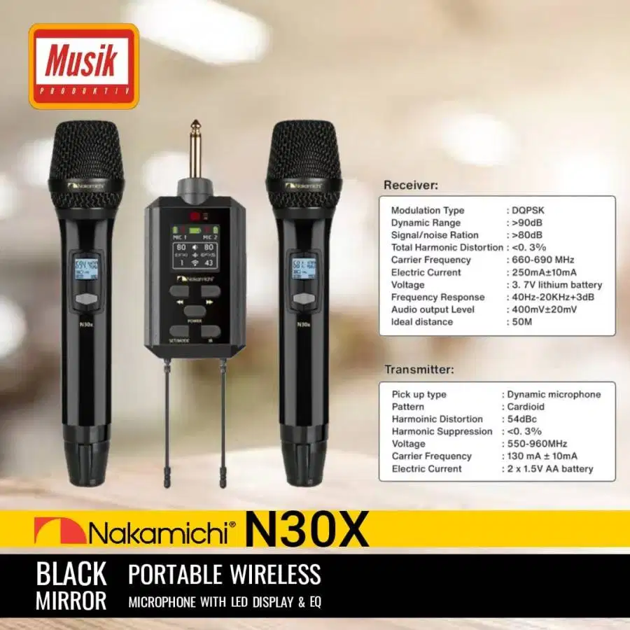 NAKAMICHI N30X WIRELESS MICROPHONE LED Display & EQ / Portable MIC145