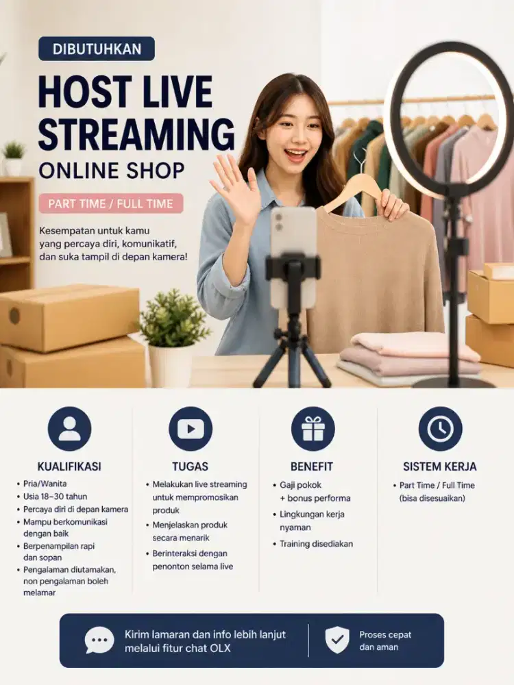 Host Live Online Shop (Part Time / Full Time)