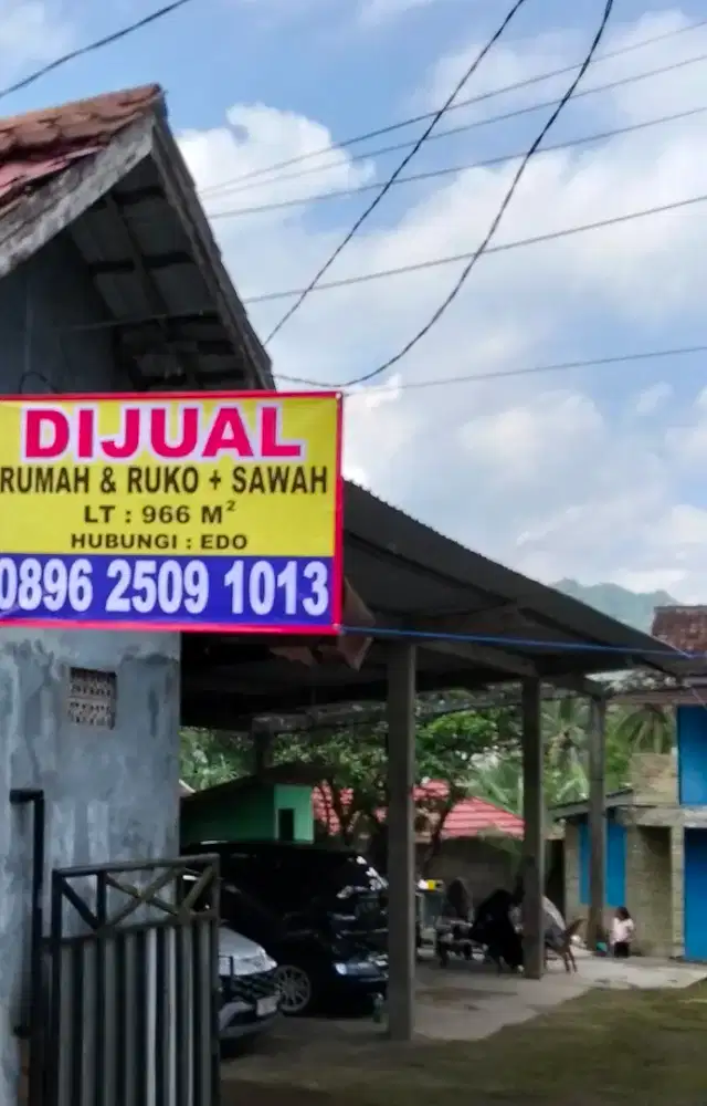Di jual rumah ruko + sawah