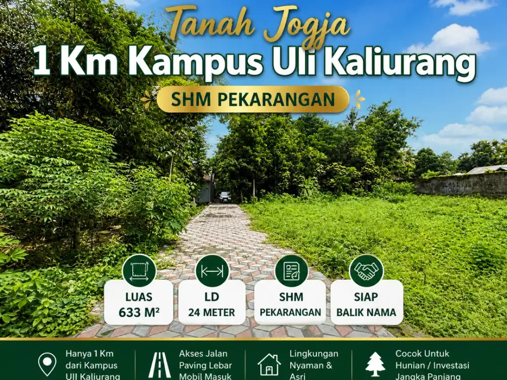 Dijual Tanah Murah Jogja Ring 1 Kampus Uii Kaliurang SHMP Siap Balik Nama