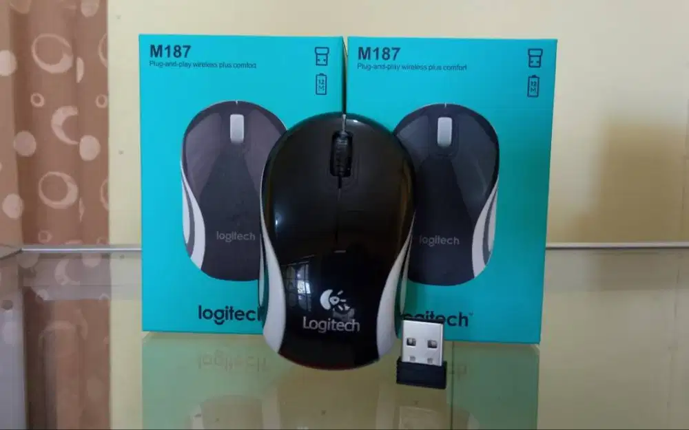 Wireless Mouse Logitech M187 Mouse Tanpa Kabel Kondisi Baru free Batre