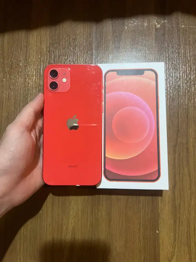 iPhone 12 64GB Red Mulus Full Fungsi, Notif Display