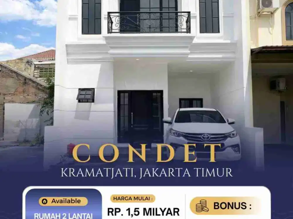 Jual Rumah Baru Cluster Siap Huni Di Condet Kramat jati Jakarta Timur, Bisa KPR