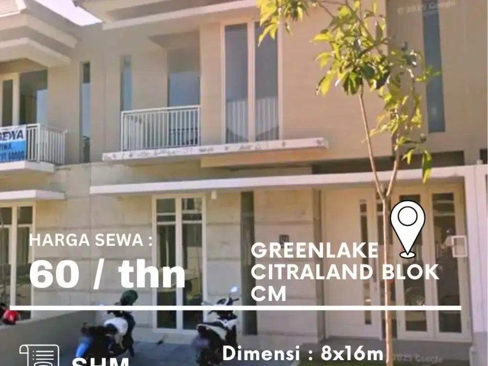Disewakan Rumah Greenlake Citraland Blok CM