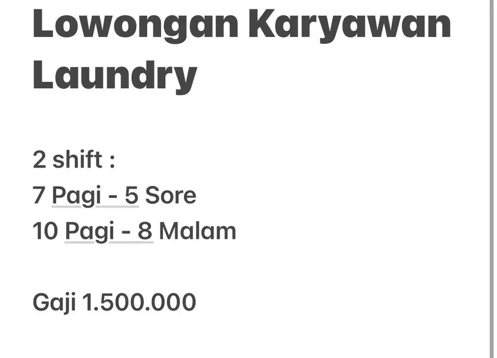 Dicari Karyawan Laundry