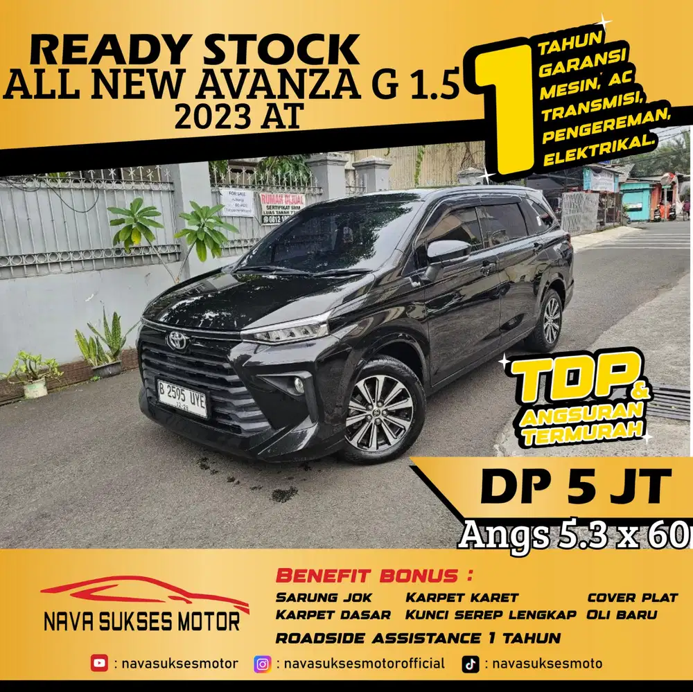 TDP 5 Jt Angs Termurah All New Avanza G 1.5 2023 Matic Hitam Low Km