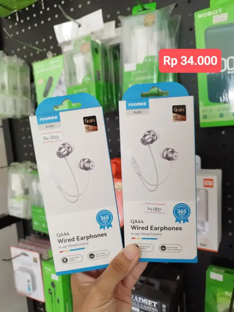 Headset Earphones Kabel Jack Robot Foomee JBL Dll