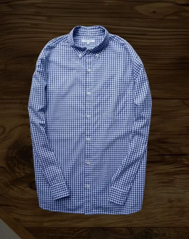 KEMEJA PANJNG GLOBAL WORK TAKKOTAK BIRU, SIZE: M TO L (LD110-112, P74)