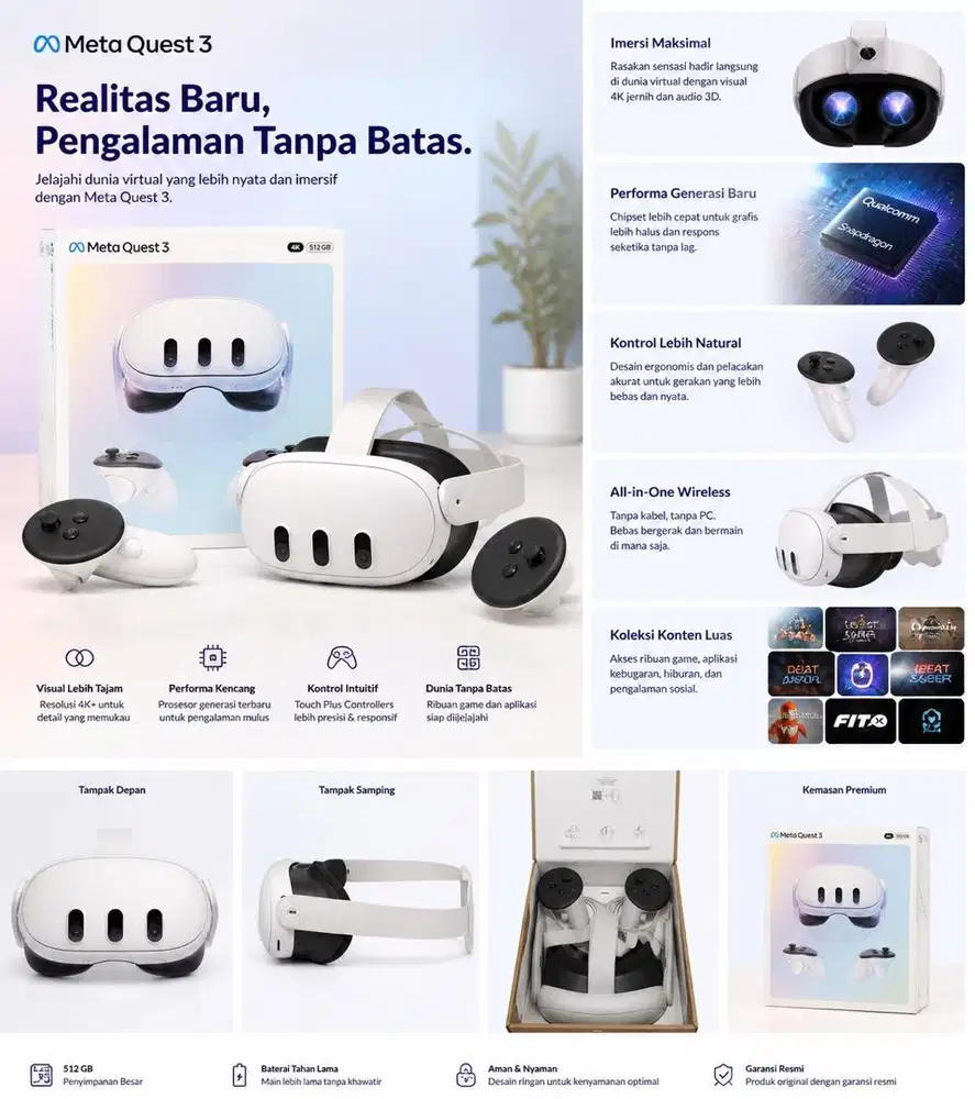 Dijual Meta Quest 3 512GB Kondisi mulus like new