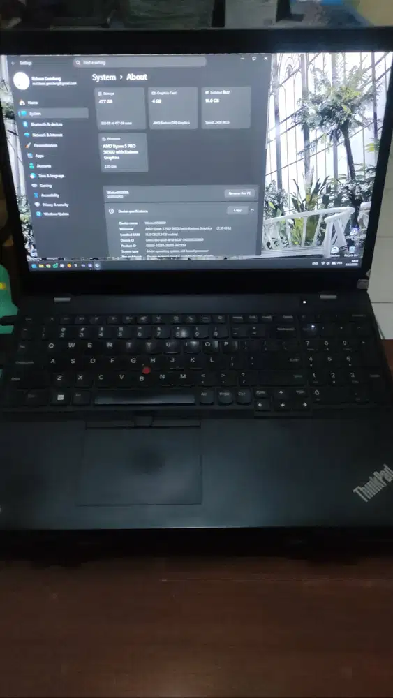 Lenovo Thinkpad L5 gen2 Ryzen 5 Pro 5650u ram16 ssd512