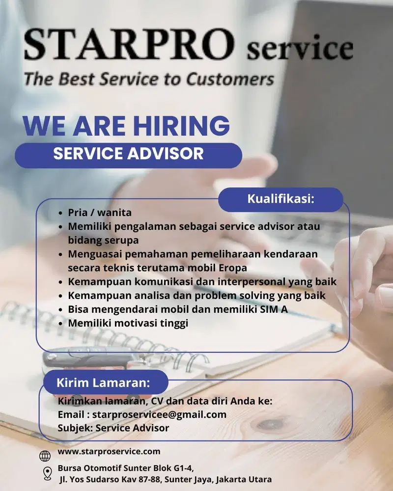 Dibutuhkan Service Advisor