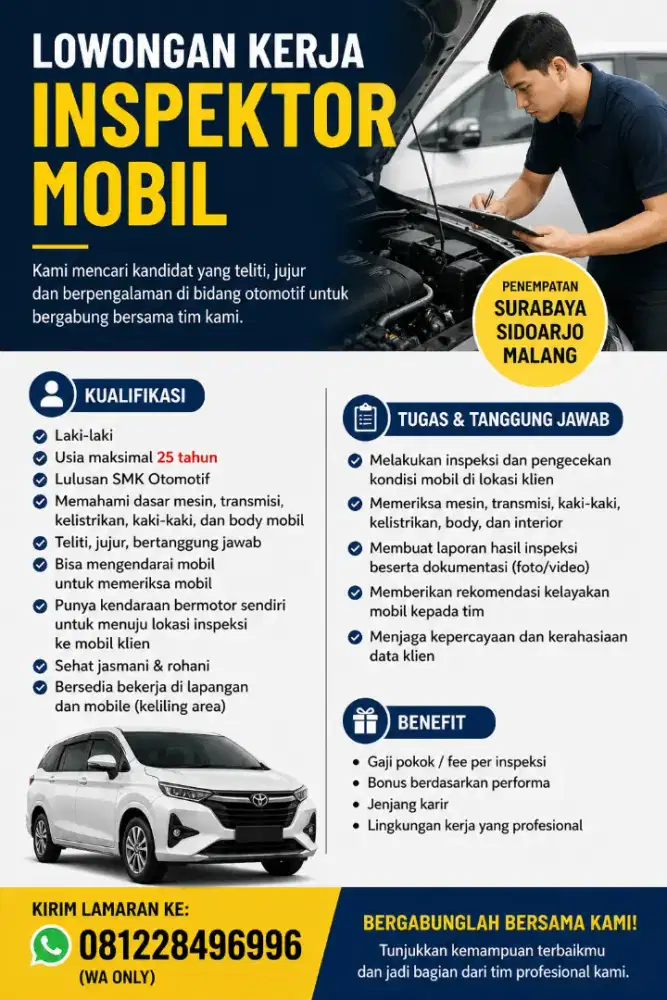 Dibutuhkan Inspektor Mobil