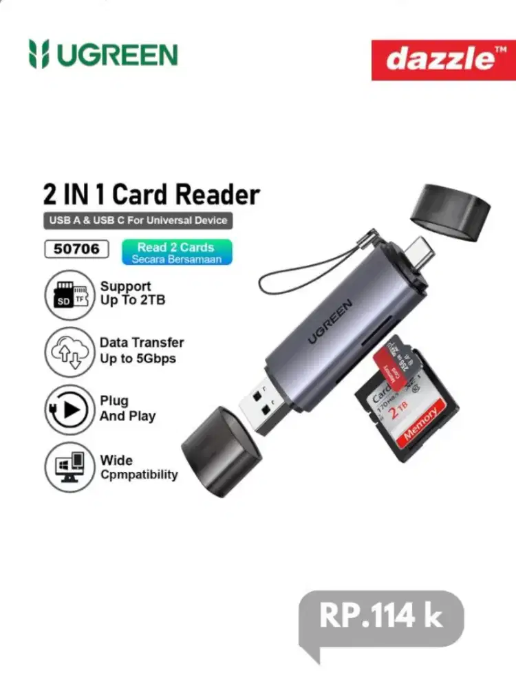 2-in-1 card reader ugreen