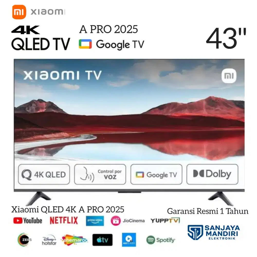 Xiaomi TV A Pro 2025 4K 43 Inch Smart Google TV QLED Dual 8W Speaker