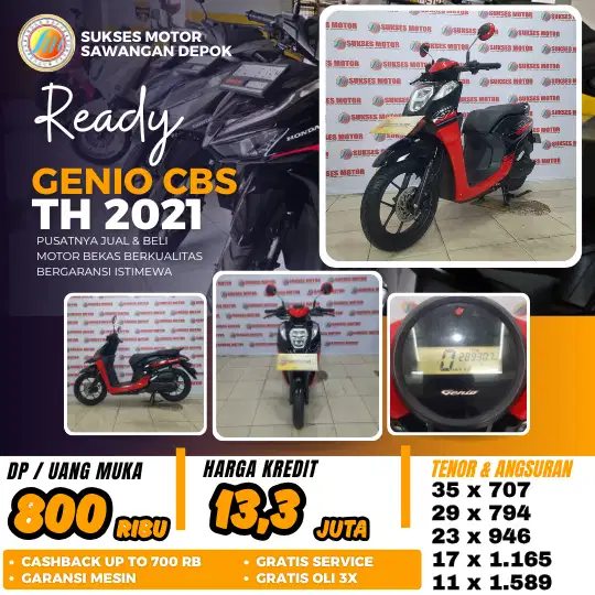 MULUS BERGARANSI HONDA GENIO CBS TH 2021 BISA CASH KREDIT DP 800 RIBU