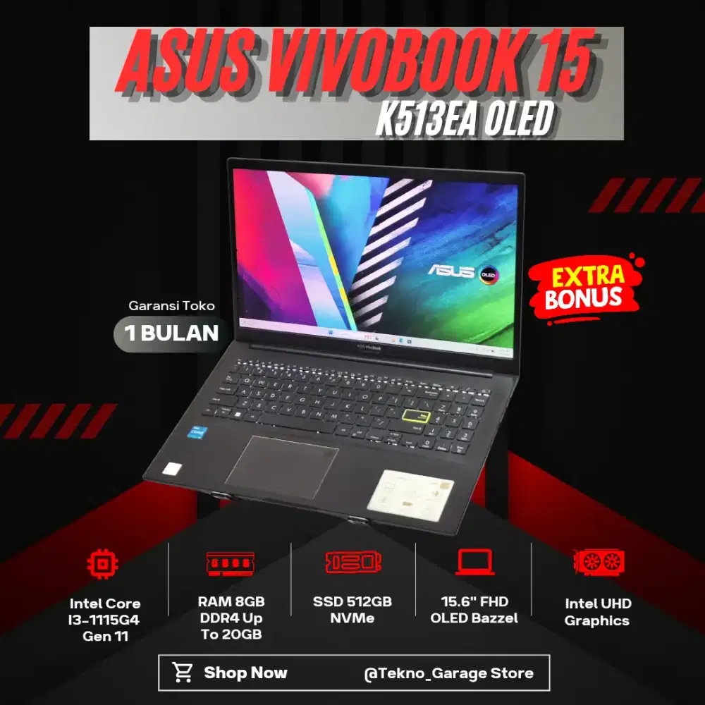 ASUS VIVOBOOK 15 K513EA CORE I3-1115G4 RAM 8GB SSD 512GB 15.6in OLED
