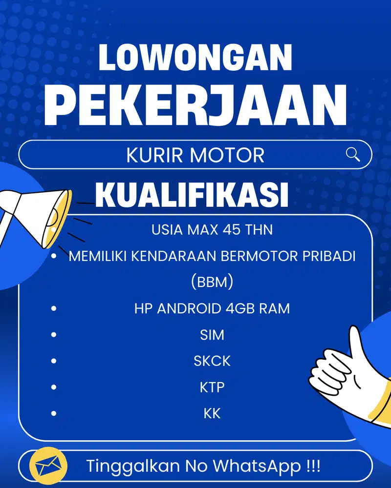 Loker/Kurir/Ojol/Pengantaran/food delivery