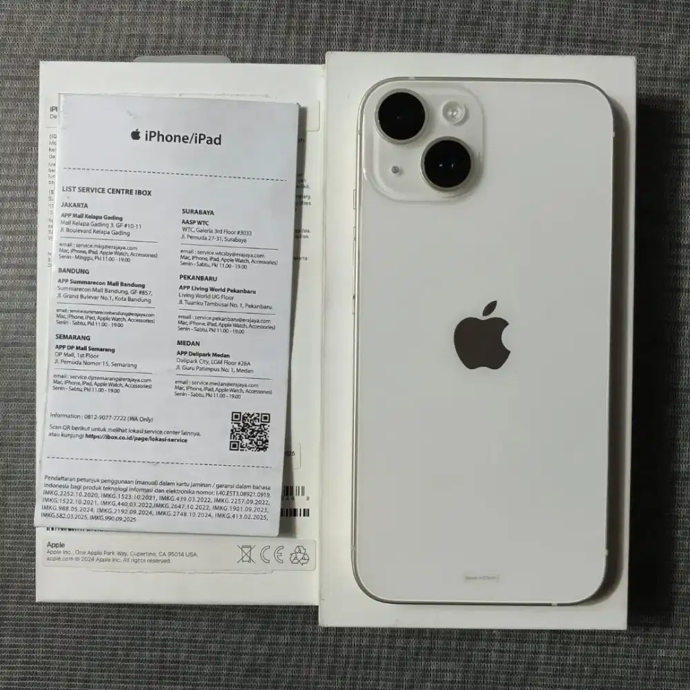 iPhone 14 128GB Starlight BH 100% Fullset Ori Garansi iBox ON 2027