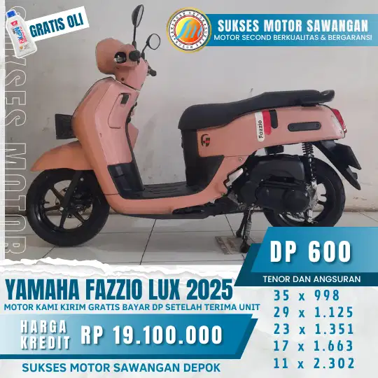 BISA CASH,KREDIT ATAU TUKAR TAMBAH,YAMAHA FAZZIO LUX (SUKSES MOTOR)