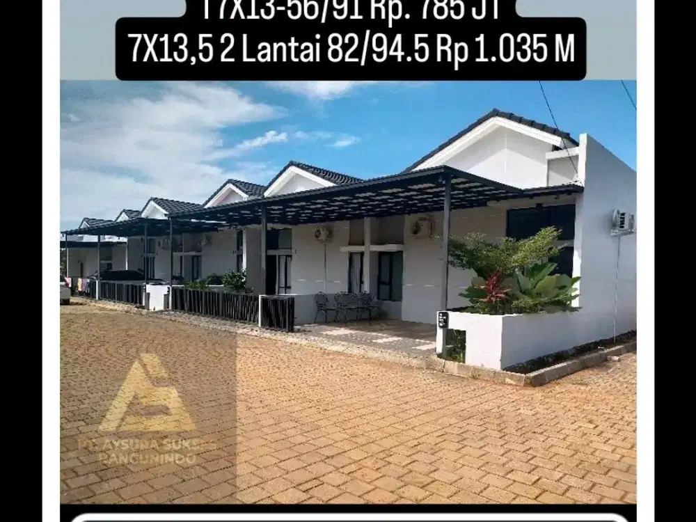 R3 Sentosa  Jl Malino T6X12 -38/72 Rp. 535 JT T6X12.5 - 48/75 Rp. 660 JT T7X13-56/91 Rp. 785 JT 7X13,5 2 Lantai 82/94.5 Rp 1.035 M 7X15 - 2 Lantai 92/