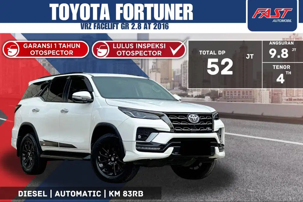 TOYOTA FORTUNER VRZ 2016 FACELIFT GR 2.8 DIESEL AT LOW KM.83RB