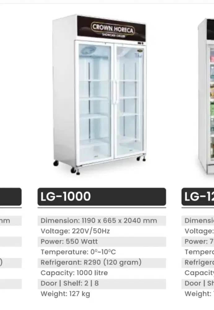 Showcase Kulkas Pendingin Minuman Display Cooler Crown LG 1000