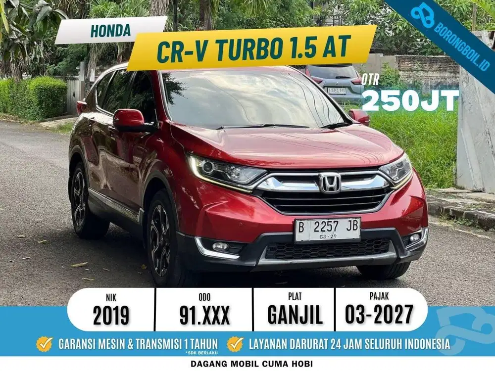 HONDA CRV TURBO 1.5 AT 2019 MERAH LOW KM ISTIMEWA FULLSET