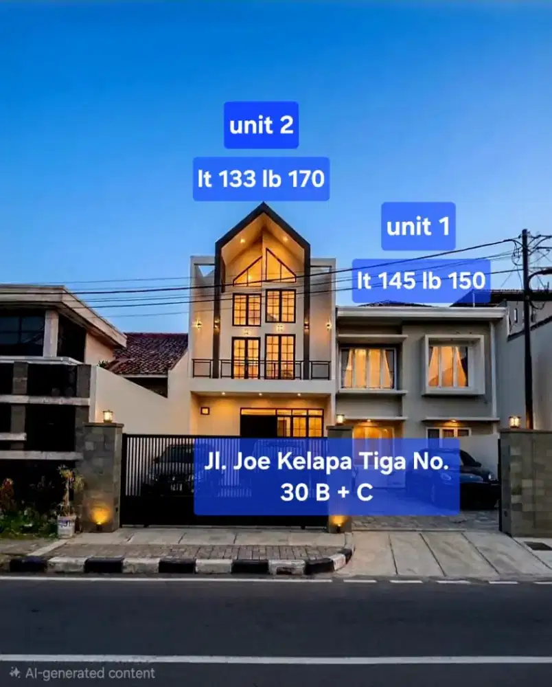 Dijual 2 Rumah di Jl.Joe, Kelapa Tiga, Jaksel, 15 mnt ke UI Depok