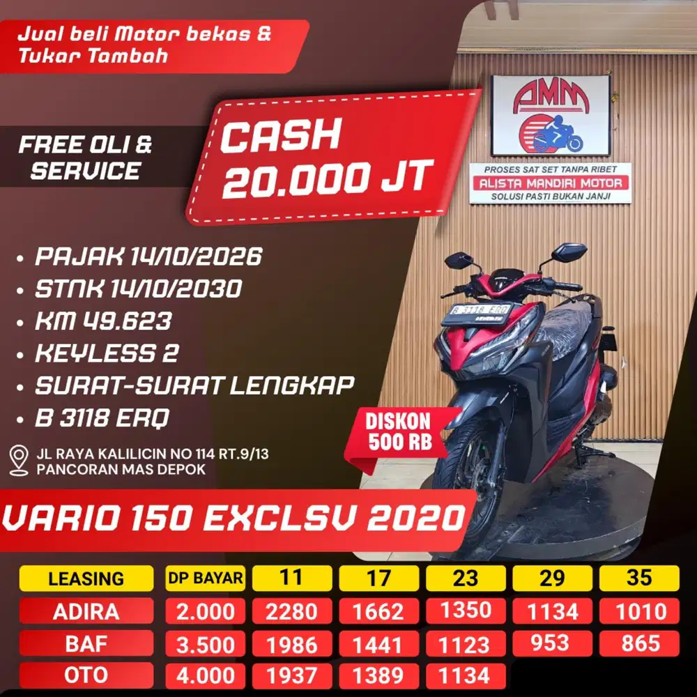 VARIO 150 EXCLSV 2020 PAJAK HIDUP REMOT 2 CASH / KREDIT ALISTA
