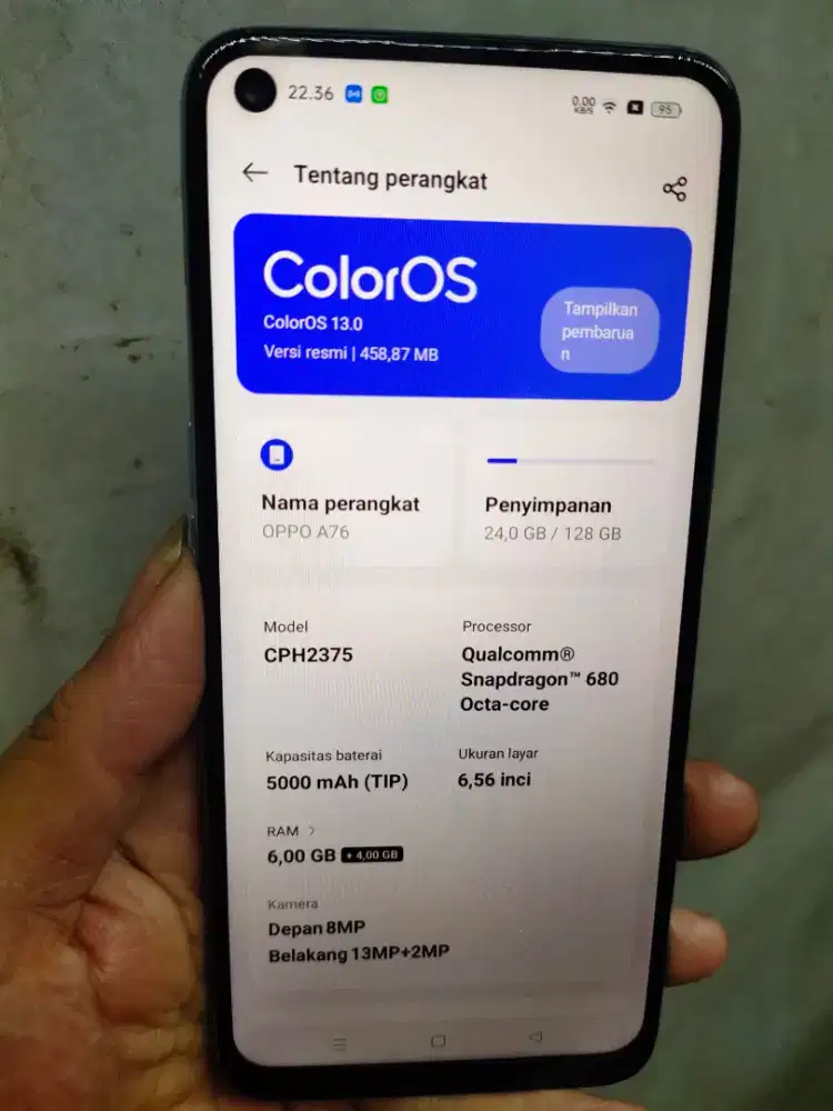 Oppo a76 resmi 6+6/128