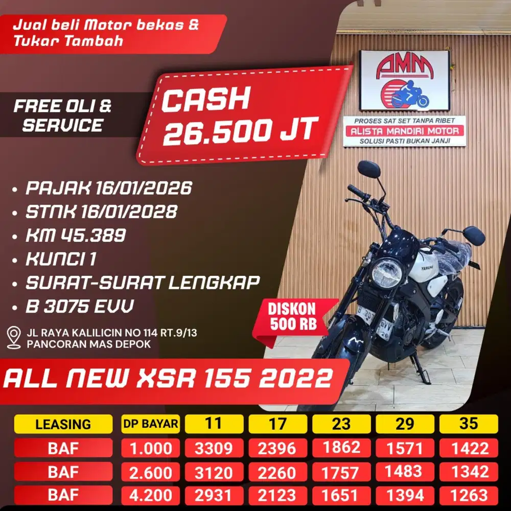 ALL NEW XSR 155 2022 DP 1 JUTA CASH / KREDIT ALISTA