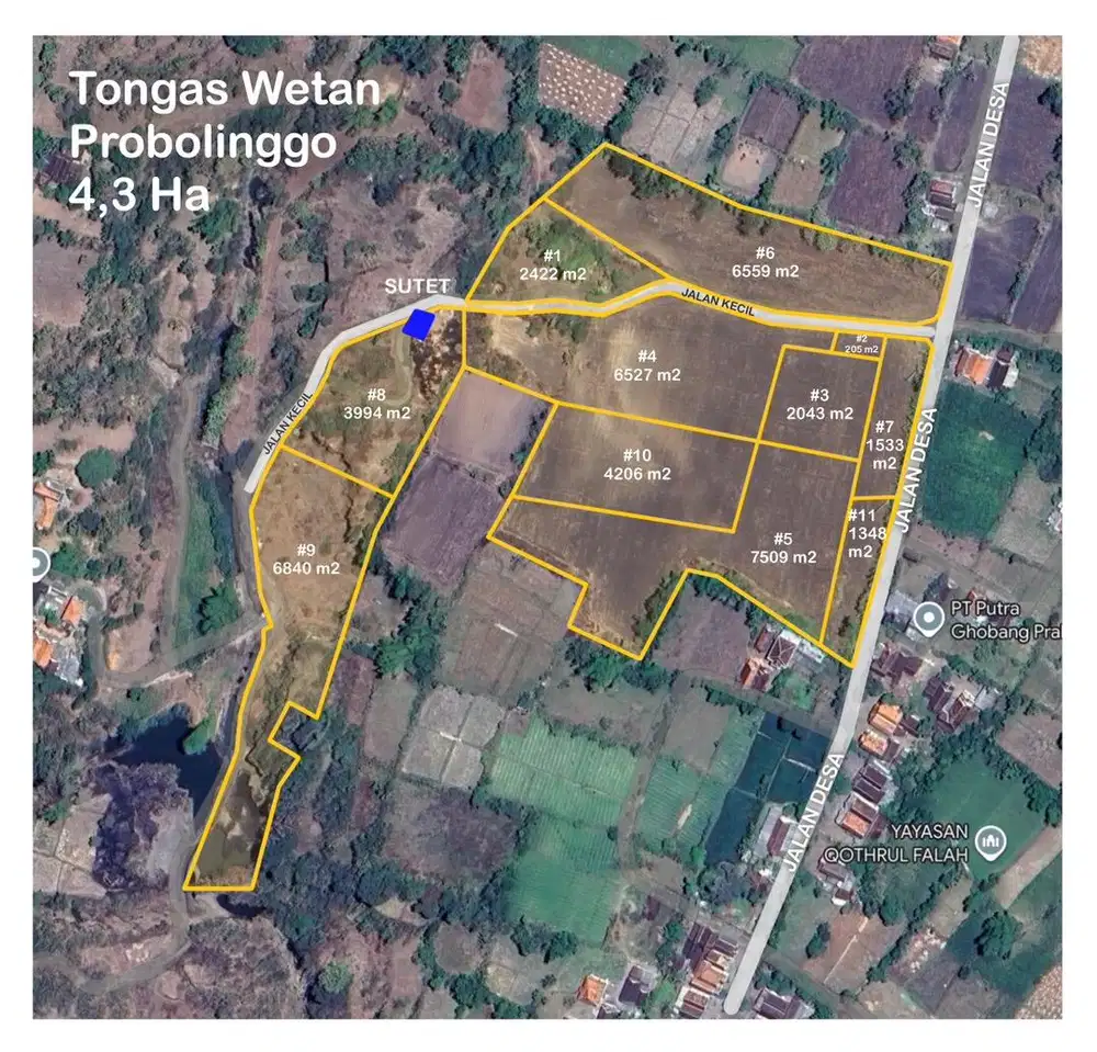 JUAL TANAH STRATEGIS 4,3 HA – PROBOLINGGO DEKAT TOL TONGAS
