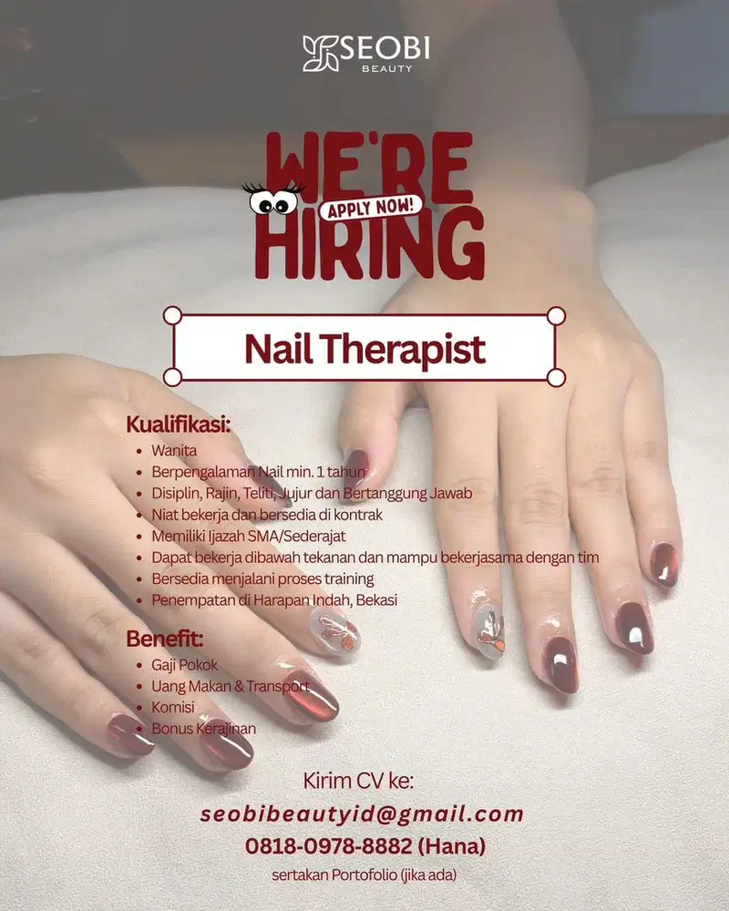 LOWONGAN LOKER EYELASH EXTENSION & NAIL THERAPIST BEAUTICIAN