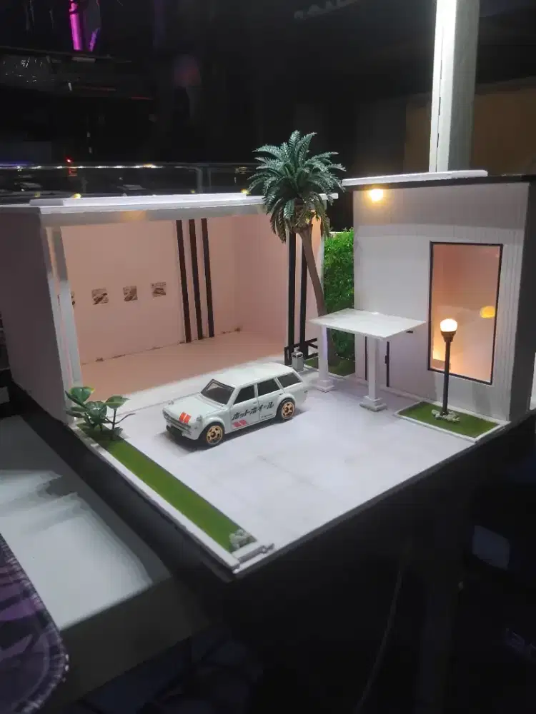 Diorama rumah skala 64 hot wheels