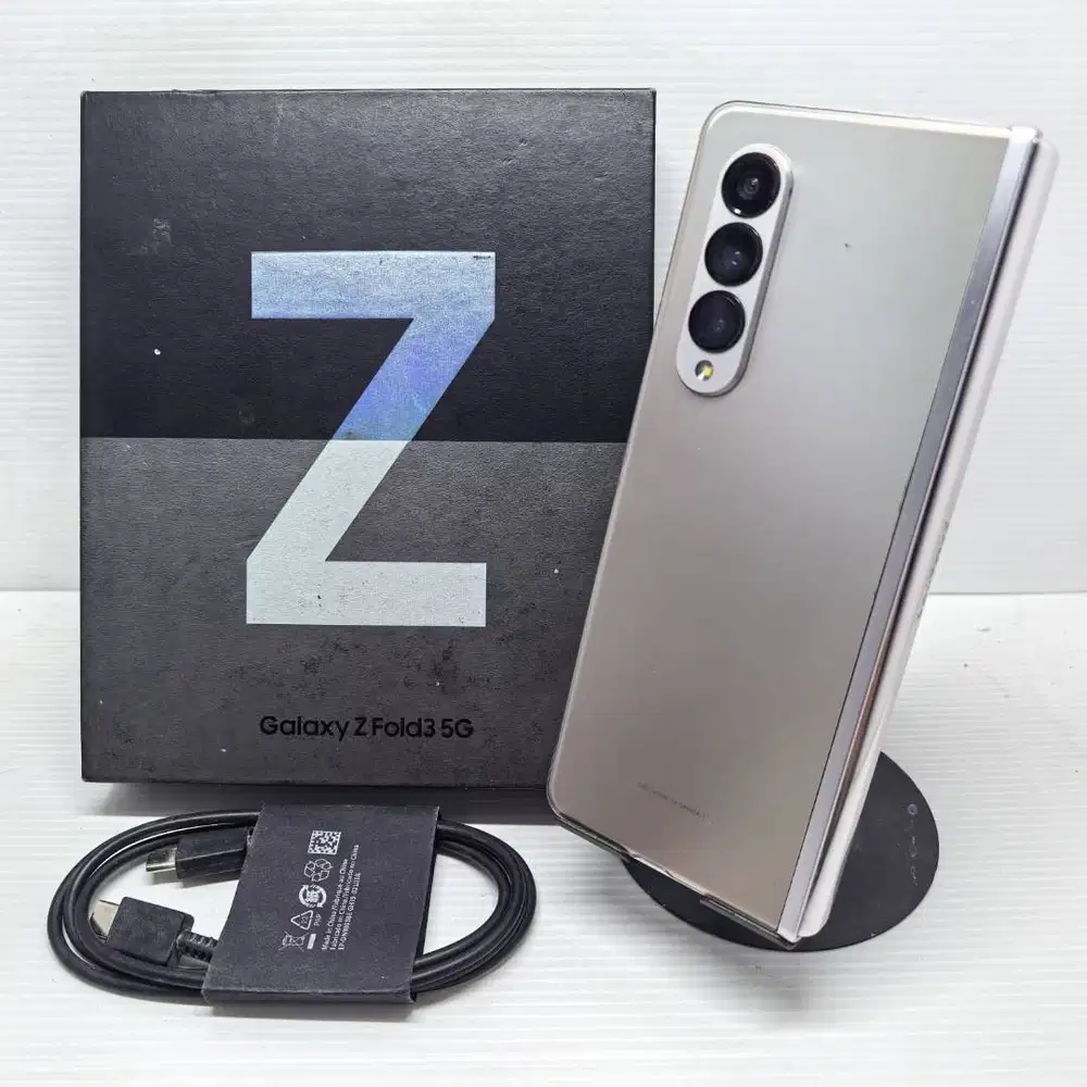 FULLSET SAMSUNG GALAXY Z FOLD 3 5G 12/256 SILVER RESMI SEIN NO MINUS