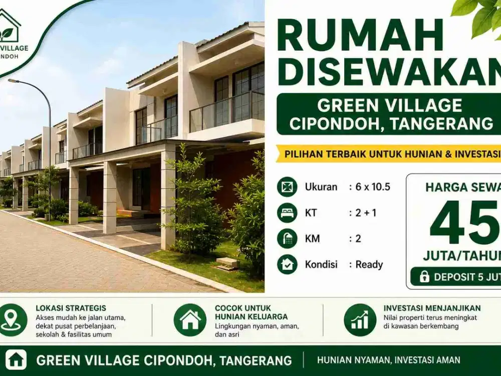RUMAH DISEWAKAN DI GREEN Village