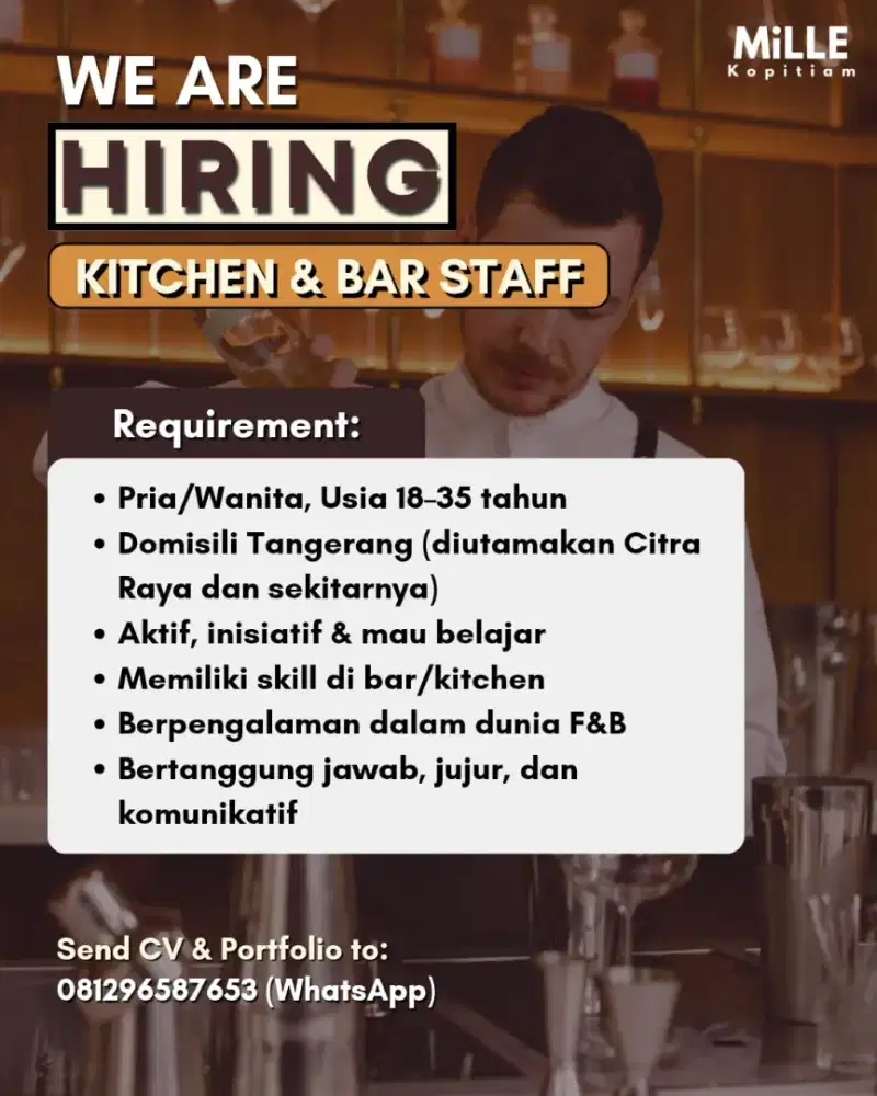 Dicari Bagain atau punya skill Dikitchen